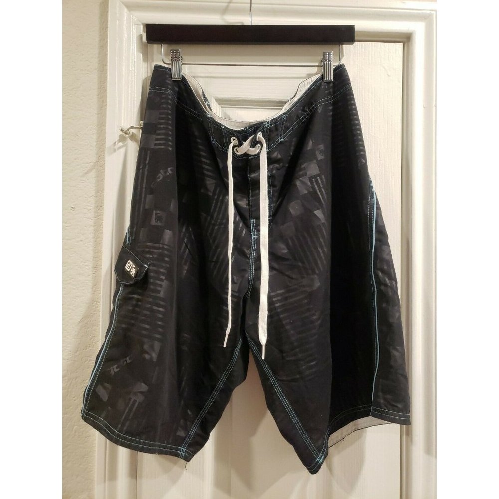 Gotcha Boardshorts Men's 38 Black w/ Blue Stitching